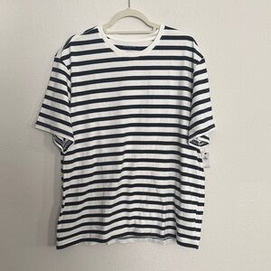 Banana Republic Black and White Striped Short Sleeve Tee